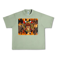 Oil Green Firefighter Skull Urban Heavy Tee - LillyAllenDesigns