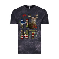 Cloud Black Deer Hunting Usa Flag Vintage Tee - LillyAllenDesigns