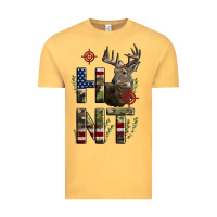Vintage Mustard Deer Hunting Usa Flag Vintage Tee - LillyAllenDesigns