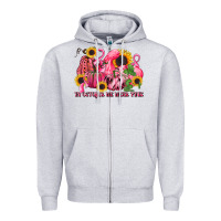 Heather Grey in october we wear pink Zipper Hoodie - LillyAllenDesigns