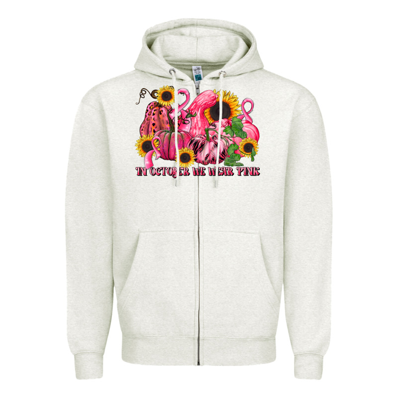 In October We Wear Pink Zipper Hoodie by LillyAllenDesigns | Teevron