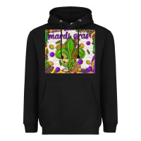 Black Mardi Gras fleur de lis Heavyweight Hoodie - NancyCooperArtShop