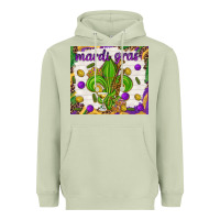 Matcha Mardi Gras fleur de lis Heavyweight Hoodie - NancyCooperArtShop
