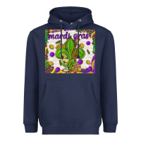 Navy Mardi Gras fleur de lis Heavyweight Hoodie - NancyCooperArtShop