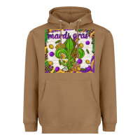 Toasted Coconut Mardi Gras fleur de lis Heavyweight Hoodie - NancyCooperArtShop
