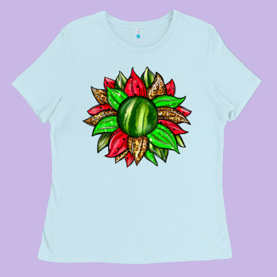 Watermelon Sunflower Ladies Tee Designed By Zillion Design Studio