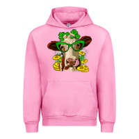 Fuchsia Pink St. Patrick's Day cow Urban Hoodie - OliviaCreatesArt
