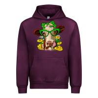 Mauve Wine St. Patrick's Day cow Urban Hoodie - OliviaCreatesArt