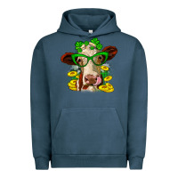 Pigment Midnight Navy St. Patrick's Day cow Urban Hoodie - OliviaCreatesArt