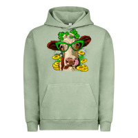 Pigment Oil Green St. Patrick's Day cow Urban Hoodie - OliviaCreatesArt