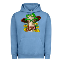 Pigment Pebble Blue St. Patrick's Day cow Urban Hoodie - OliviaCreatesArt