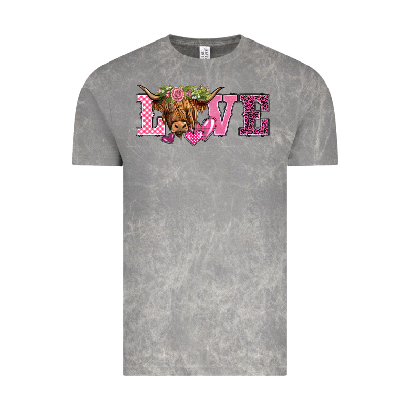 Valentine's Day Love Highland Cow Vintage Tee by BarkalooDesign | Teevron
