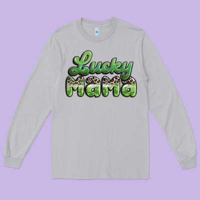 Lucky Mama Long Sleeve Tee Designed By Maliassmallbusiness
