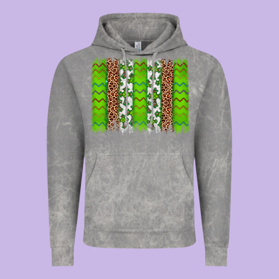 Western St. Patrick's Shamrock Cross Leopard Brushstroke Vintage Hoodie Designed By Artiststas
