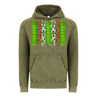 Vintage Olive Western St. Patrick's Shamrock Cross Leopard Brushstroke Vintage Hoodie - Artiststas