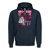 Navy pink ghost breast cancer awareness Zipper Hoodie - LillyAllenDesigns