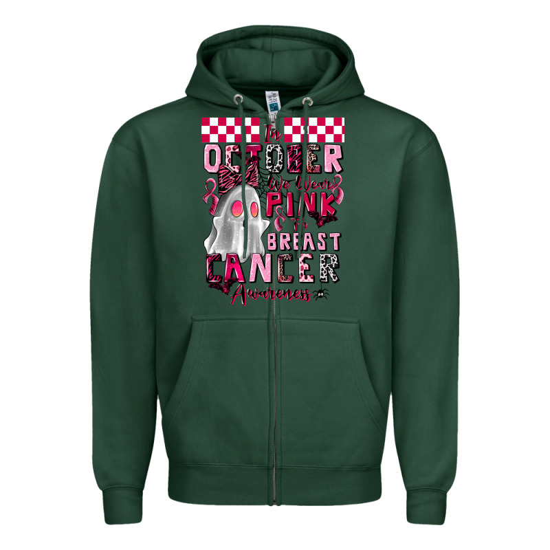 Pink Ghost Breast Cancer Awareness Zipper Hoodie by LillyAllenDesigns | Teevron