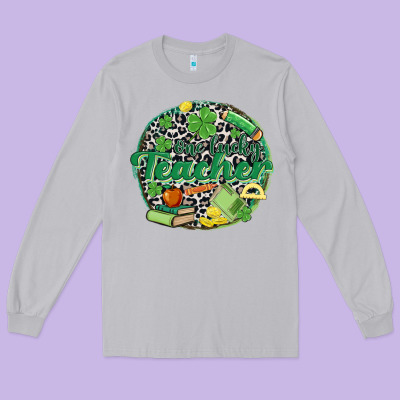 One Lucky Teacher Long Sleeve Tee Designed By Maliassmallbusiness