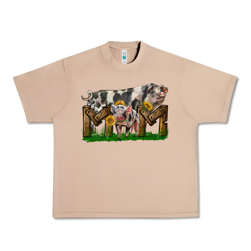 Western Mom With Spotted Pig And Baby Pig Urban Heavy Tee by LillyAllenDesigns | Teevron