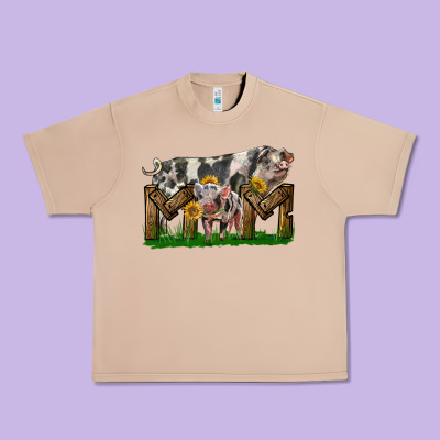 Western Mom With Spotted Pig And Baby Pig Urban Heavy Tee Designed By Lillyallendesigns