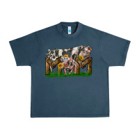 Midnight Navy Western Mom With Spotted Pig And Baby Pig Urban Heavy Tee - LillyAllenDesigns