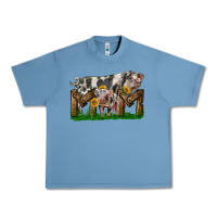 Pebble Blue Western Mom With Spotted Pig And Baby Pig Urban Heavy Tee - LillyAllenDesigns