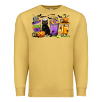 Antique Gold Halloween Cat Coffee Cups Premium Sweatshirt - texasbilliewilder
