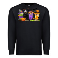 Black Halloween Cat Coffee Cups Premium Sweatshirt - texasbilliewilder