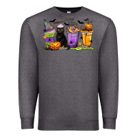 Charcoal Heather Halloween Cat Coffee Cups Premium Sweatshirt - texasbilliewilder