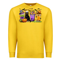 Lemon Halloween Cat Coffee Cups Premium Sweatshirt - texasbilliewilder