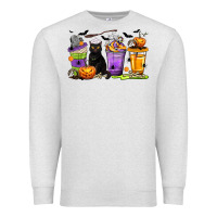 Oatmeal Heather Halloween Cat Coffee Cups Premium Sweatshirt - texasbilliewilder