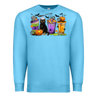 Ocean Blue Halloween Cat Coffee Cups Premium Sweatshirt - texasbilliewilder