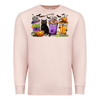 Pale Pink Halloween Cat Coffee Cups Premium Sweatshirt - texasbilliewilder
