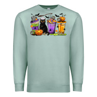 Seafoam Halloween Cat Coffee Cups Premium Sweatshirt - texasbilliewilder