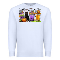 White Halloween Cat Coffee Cups Premium Sweatshirt - texasbilliewilder