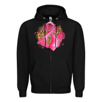 Black breast cancer awareness ribbon with glitter pink l Zipper Hoodie - LillyAllenDesigns