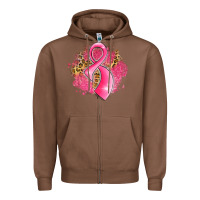 Chestnut breast cancer awareness ribbon with glitter pink l Zipper Hoodie - LillyAllenDesigns