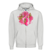 Dove Grey breast cancer awareness ribbon with glitter pink l Zipper Hoodie - LillyAllenDesigns