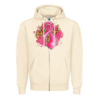 Breast Cancer Awareness Ribbon With Glitter Pink L Zipper Hoodie | Teevron