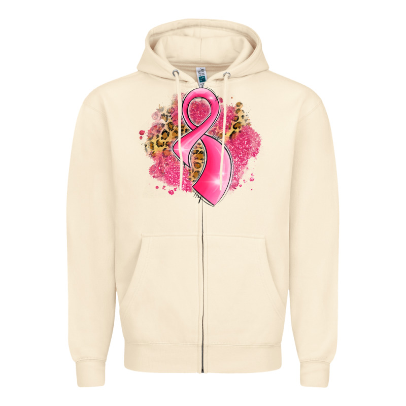 Breast Cancer Awareness Ribbon With Glitter Pink L Zipper Hoodie by LillyAllenDesigns | Teevron