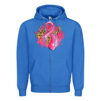 True Royal breast cancer awareness ribbon with glitter pink l Zipper Hoodie - LillyAllenDesigns