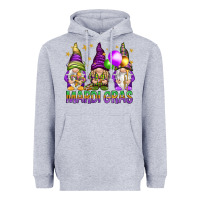 Heather Grey Mardi Gras crew with gnomes Heavyweight Hoodie - NancyCooperArtShop