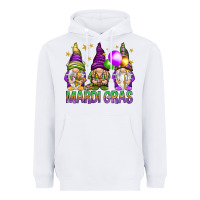 White Mardi Gras crew with gnomes Heavyweight Hoodie - NancyCooperArtShop