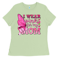Matcha I Wear Pink For My Mom with Butterfly Ladies Tee - texasbilliewilder