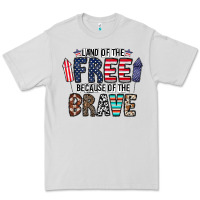 Dove Grey land of the beacause of the brave Premium Tee - CowhideDigitalArt