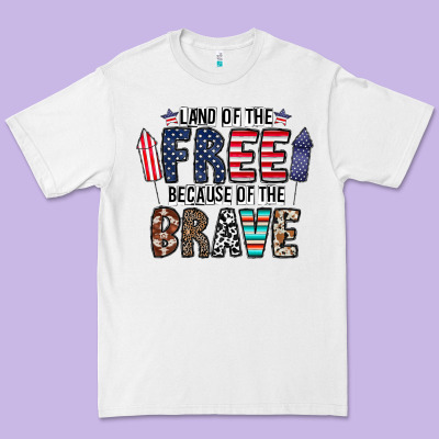Land Of The Beacause Of The Brave Premium Tee Designed By Cowhidedigitalart