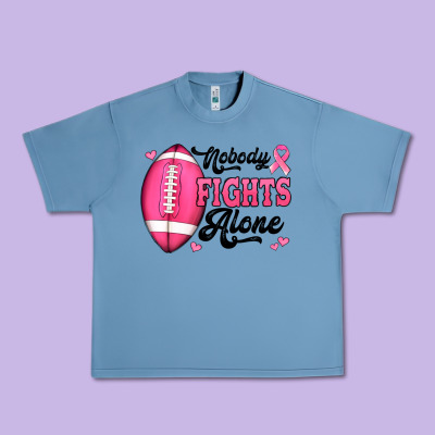 Nobody Fights Alone Pink Football Breast Cancer Awareness Urban Heavy Tee Designed By Jasminsmagicworld