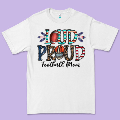 Loud Proud Football Mom Premium Tee Designed By Cowhidedigitalart