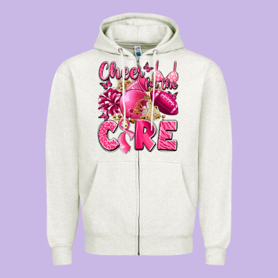 Cheer For The Cure Breast Cancer Zipper Hoodie Designed By Lillyallendesigns