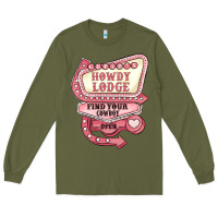Army Green cupids howdy lodge find your cowboy open Long Sleeve Tee - MaliasSmallBusiness